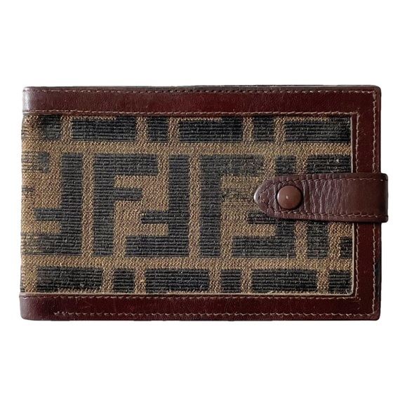 Fendi vintage brown monogram zucca canvas and leather bifold wallet - Picture 1 of 10